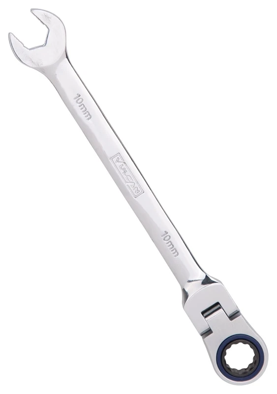 Fpg10mm 10 Mm Flexible Ratchet Wrench, Chrome Vanadium Steel, Polished Finish