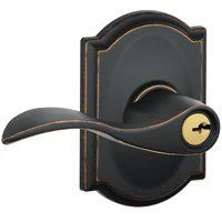 F51 Accent Camelot Aged Bronze Keyed Entry Door Handle Lockset