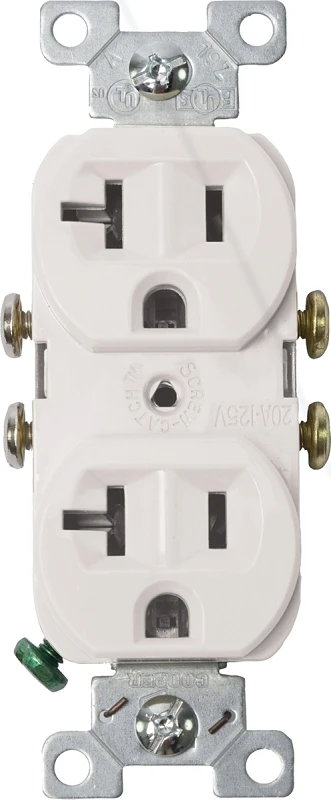 877w-box 20 Amp 3-wire Grounded Duplex Receptacle - White