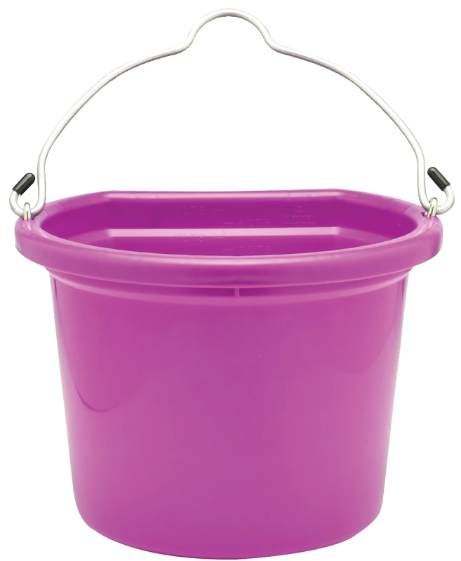 Flat Back Bucket, 20 Quart Capacity, Polyethylene Resin, Hot Pink