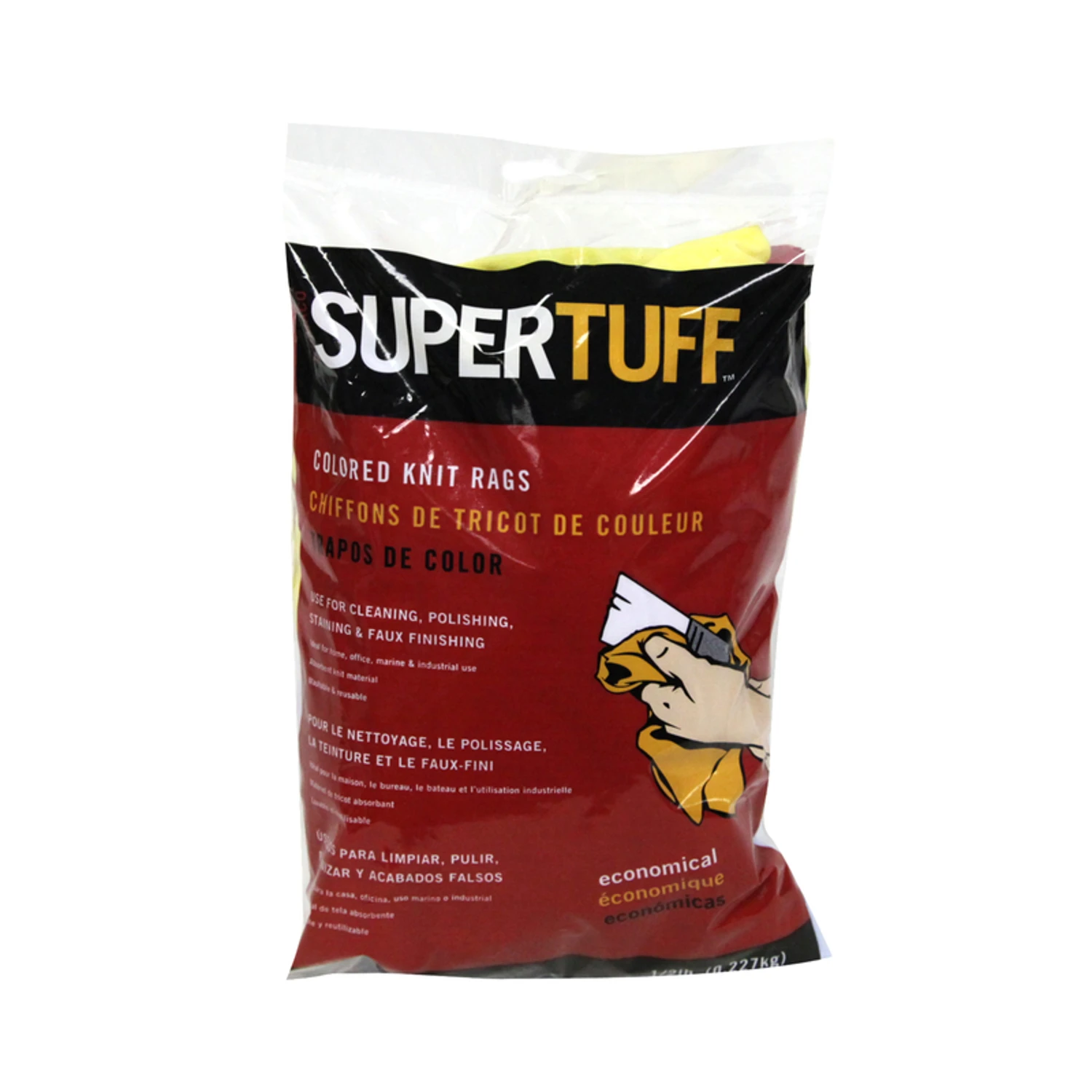 Trimaco Super Tuff Colored Knit Rags 0.5 Lb, Model 10801, 24 Pk, Absorbent & Reusable
