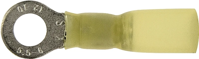 65724 Yellow Heat Shrink Ring Terminal For 12 To 10 Awg Wire