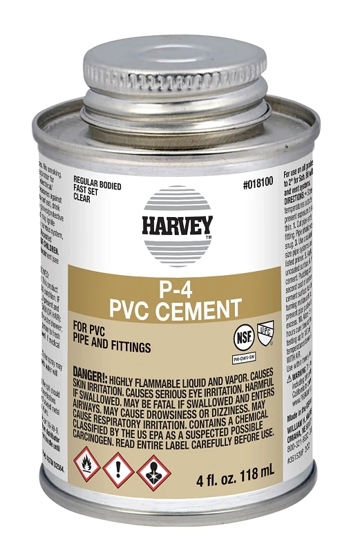 P-4 Clear Pvc Cement 4 Oz Dauber Can, Regular Bodied, Fast Set, Model 018100-24