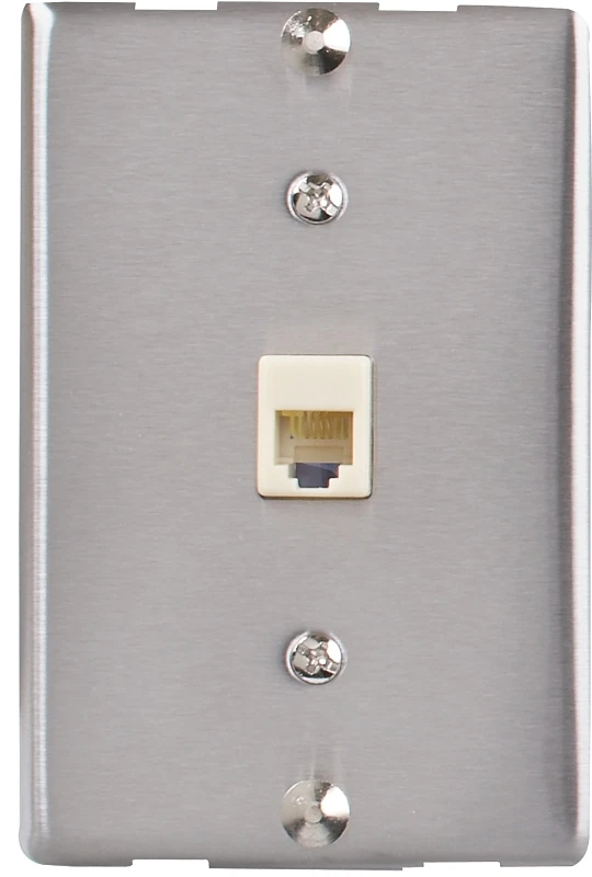 Tw1001wps Universal Wall Phone Jack, Silver Finish, Single Mount
