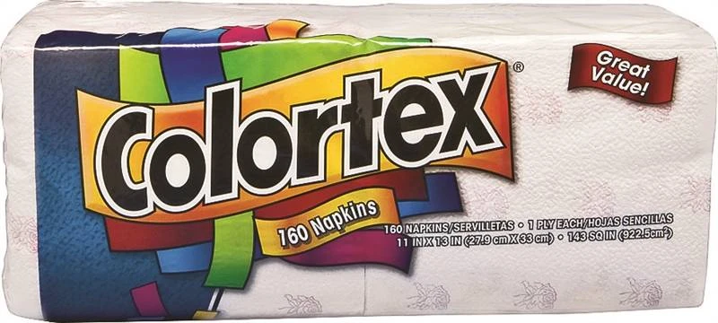 Colortex 017257/017278 Paper Napkins, 11 X 13 In, 1-ply, 120 Ct, Pack Of 24