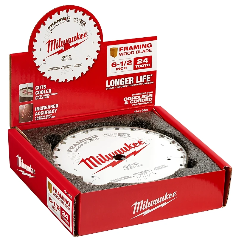 6-1/2 In. 24-tooth Tungsten Carbide Circular Saw Blade, Pack Of 10, Model 48-41-0620