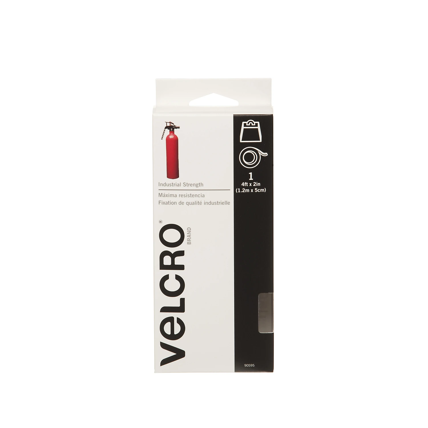 VELCRO Brand 90595 Hook and Loop Fastener, 2 in W, 4 ft L, Nylon, White