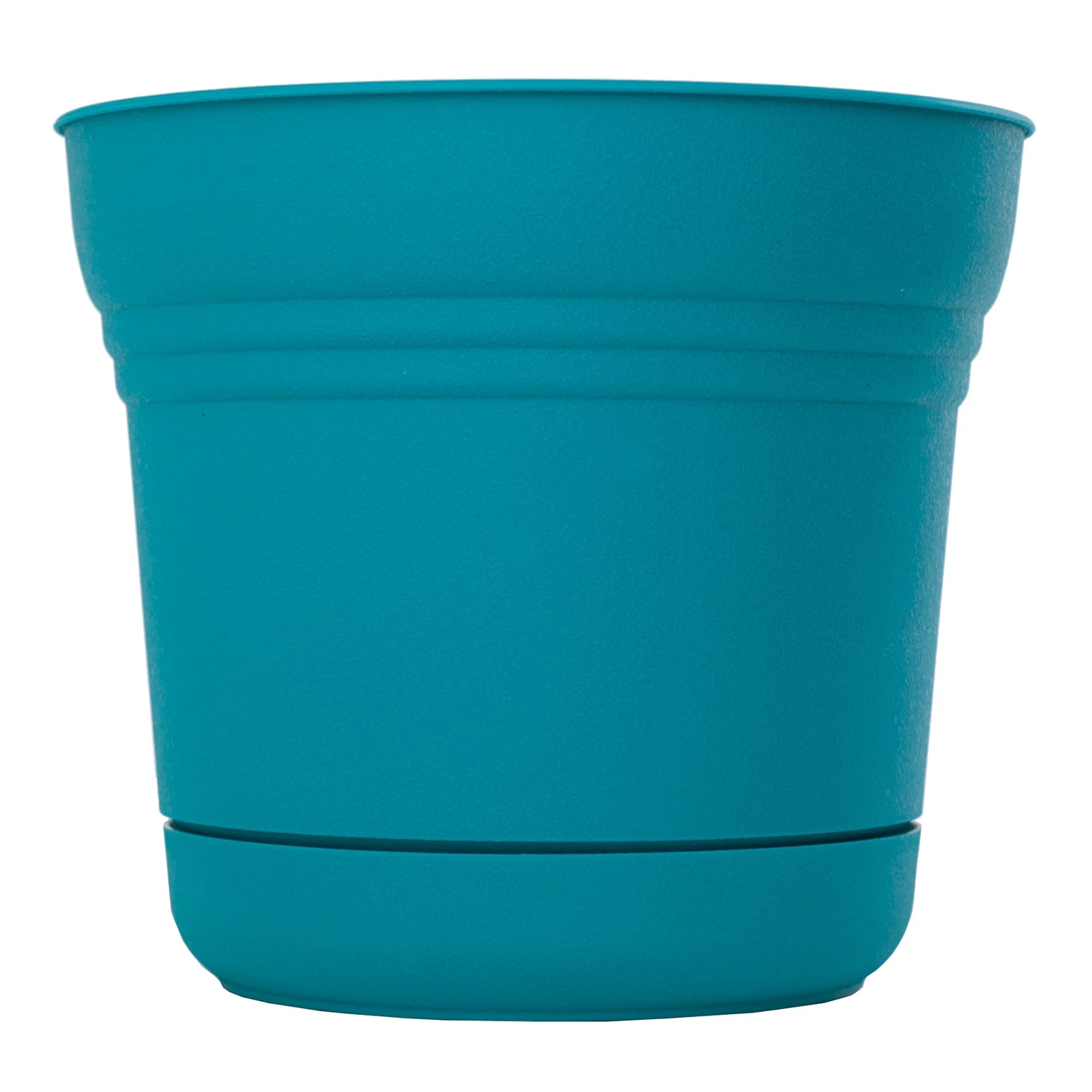 Saturn Planter & Attached Saucer, Plastic, Bermuda Teal, 12 In.