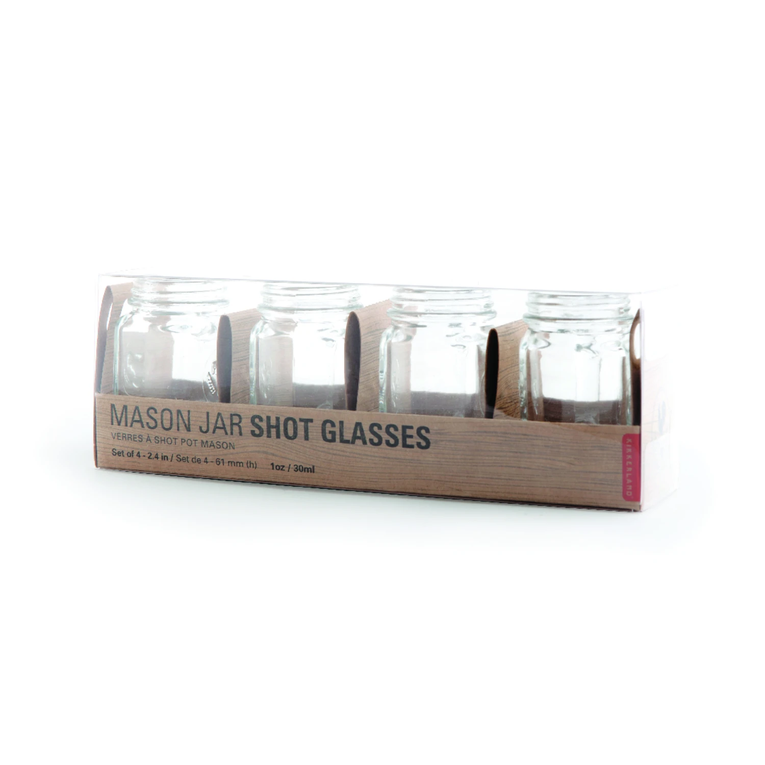 KIKKERLAND 1.4 in. W x 1.9 in. L Clear Glass Mason Jar Shot Glass Set 4 pk