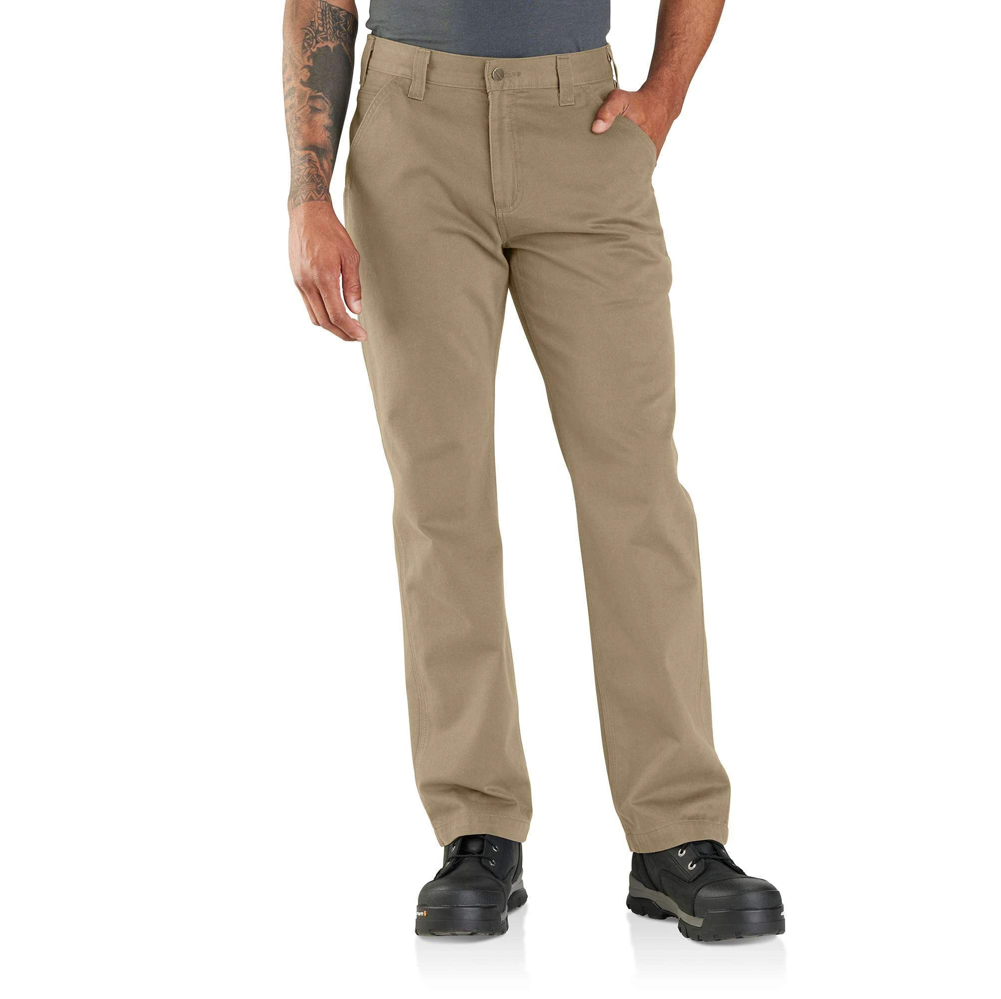Men's Relaxed Fit Twill Utility Work Pant - Dark Khaki - Size W40