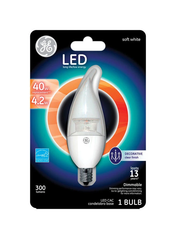 Ge Cac E12 (candelabra) Led Bulb Soft White 40w Equivalence 2 Pk, 300 Lumens
