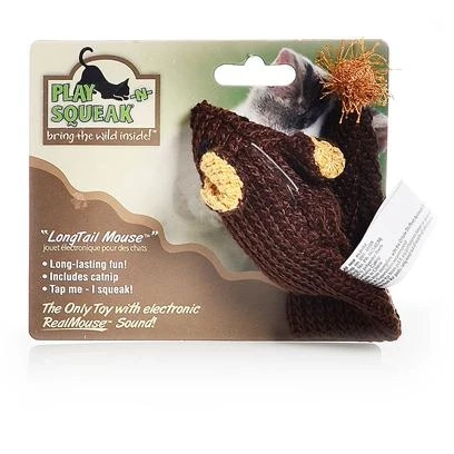 Play-n-squeak Long Tail Mouse Cat Toy - Interactive Plush Toy For Cats