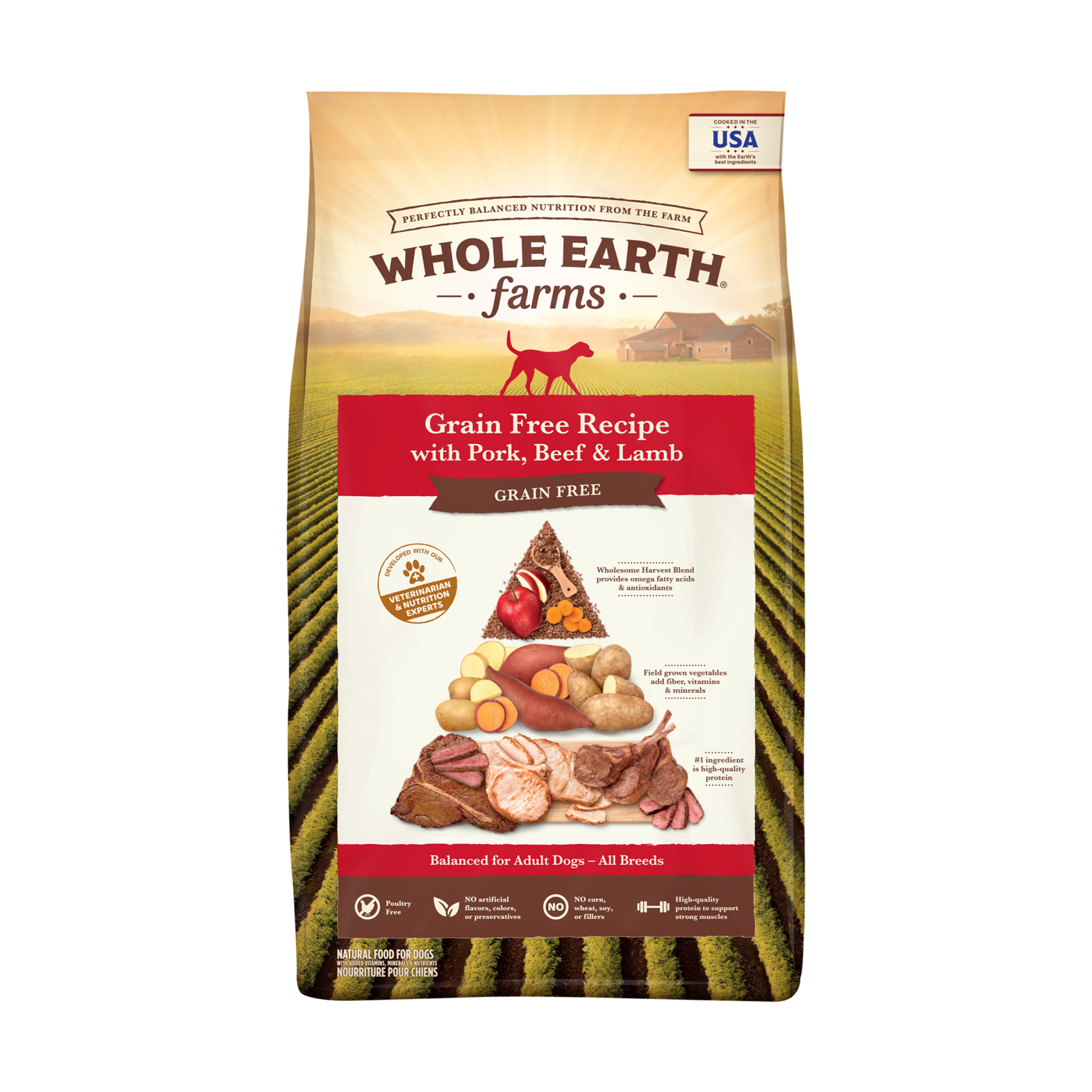 Grain Free Recipe Dry Dog Food With Pork, Beef & Lamb, 4 Lbs