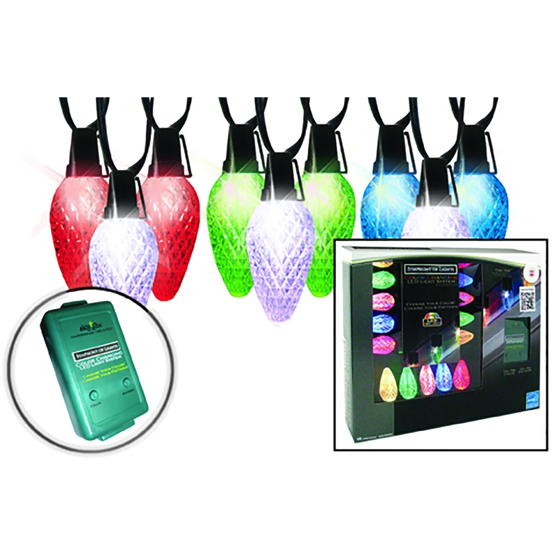 Danson Decor Dazzlelites Multi 15-Bulb C9 Faceted Deluxe LED Chasing Light Set