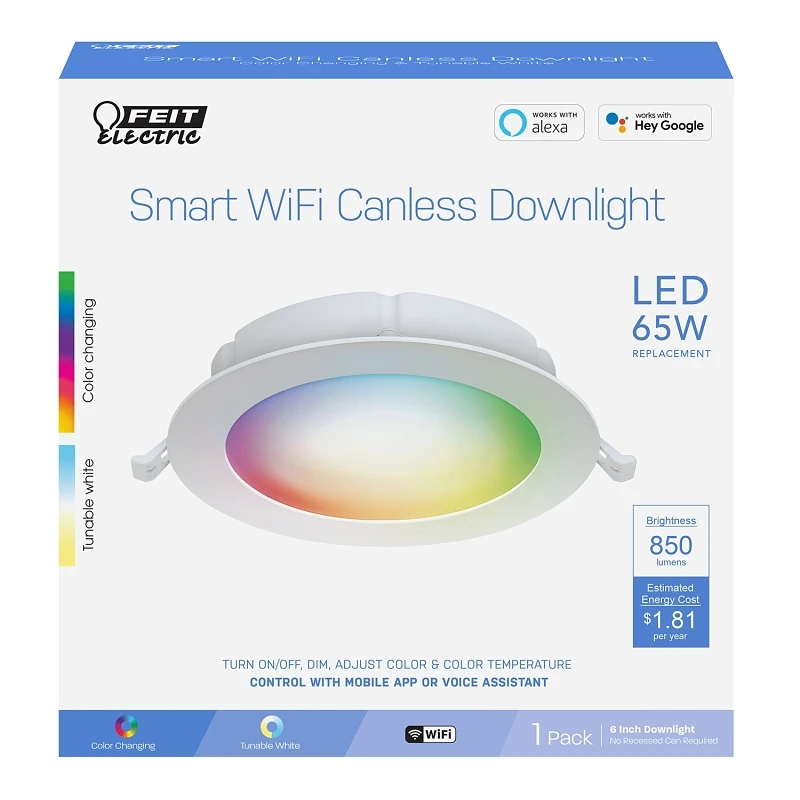 Feit Smart Home 6 In. White Aluminum Led Canless Recessed Downlight 15 W