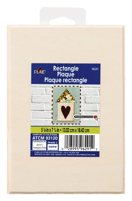 Plaid 0.34 in. 31 H X 5.18 in. 31 W X 7.37 in. 31 L Natural Beige Wood Rectangle Plaque