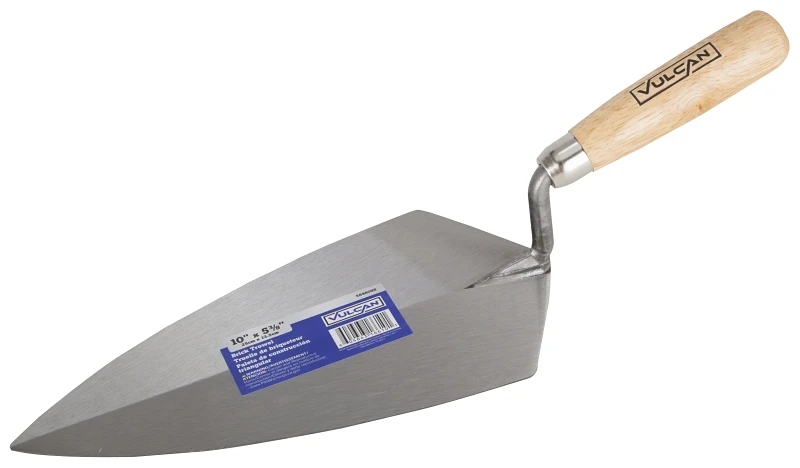 16610 10 Inch Brick Trowel With Hardwood Handle And High Carbon Steel Blade