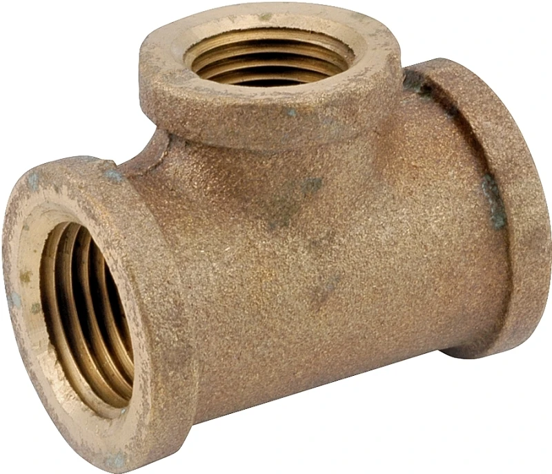 738106-121208 Reducing Pipe Tee, 3/4 X 3/4 X 1/2 In, Brass, 5 Pk