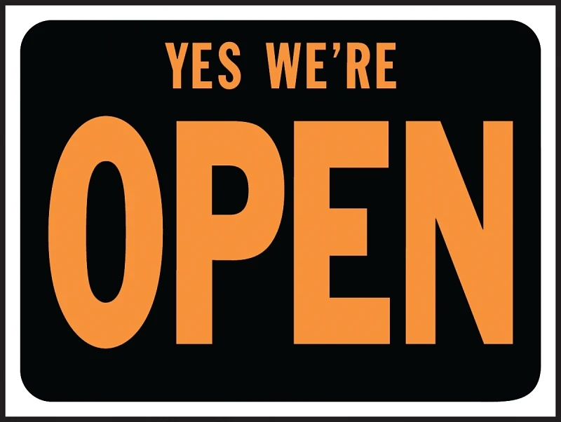 Hy-ko 9" X 12" Yes We're Open Plastic Sign, Model 3020, Set Of 10