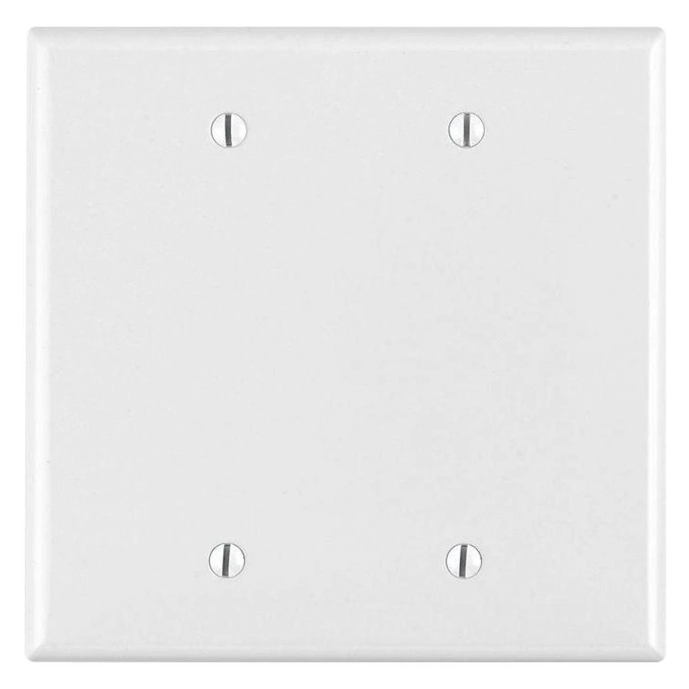 Leviton PJ23-W Blank Wallplate, 4-7/8 in L, 4.937 in W, 0.255 in Thick, 2-Gang, Nylon, White, Box Mounting