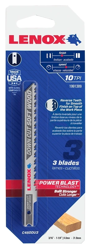 U-Shank Jigsaw Blade, 10 Tooth, 4 x 5/16-In., 3-Pk.