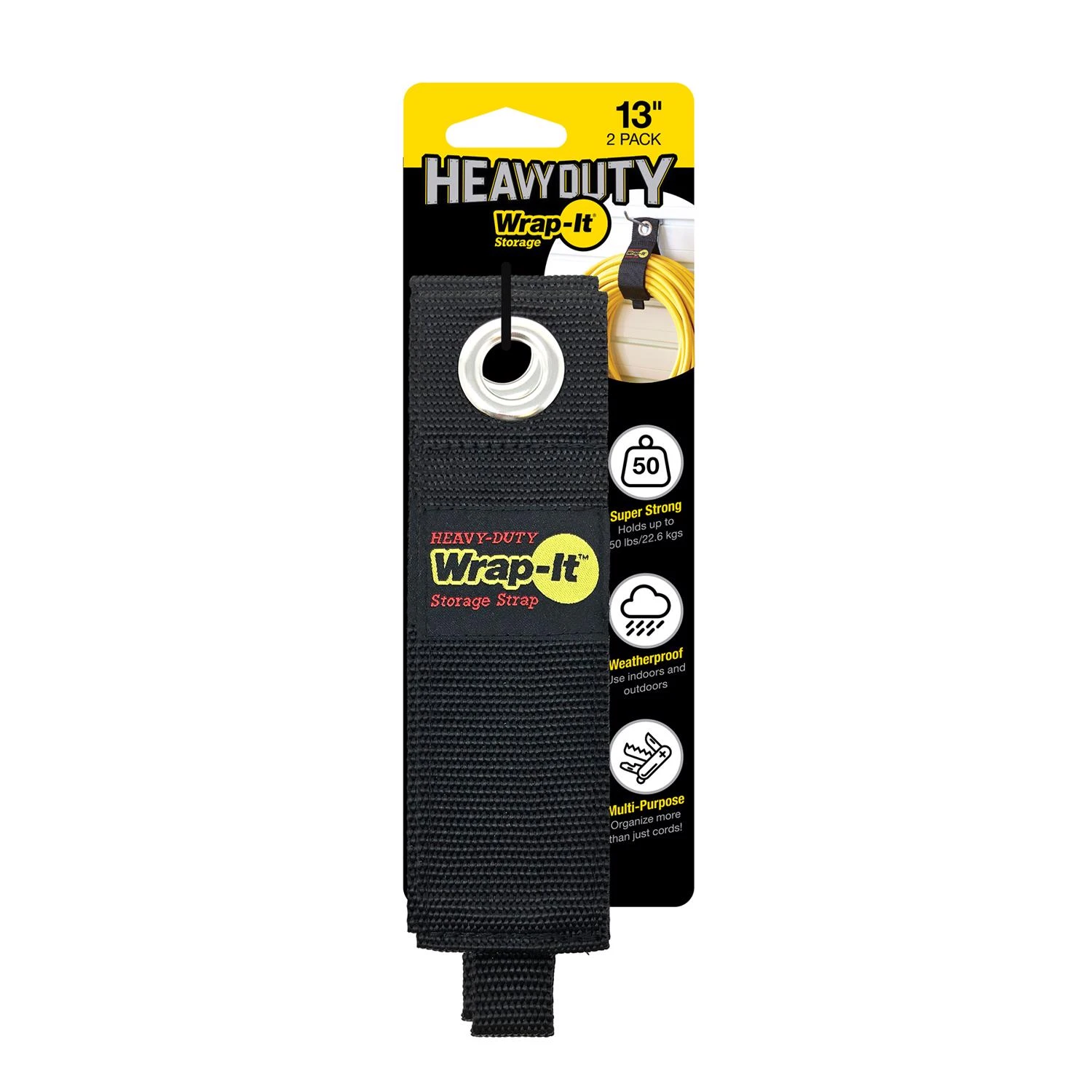 Wrap-It Storage 102-30BX Storage Strap, 3.8 in Dia, 2 in W, 13 in L, Polypropylene, 50 lb Working Load