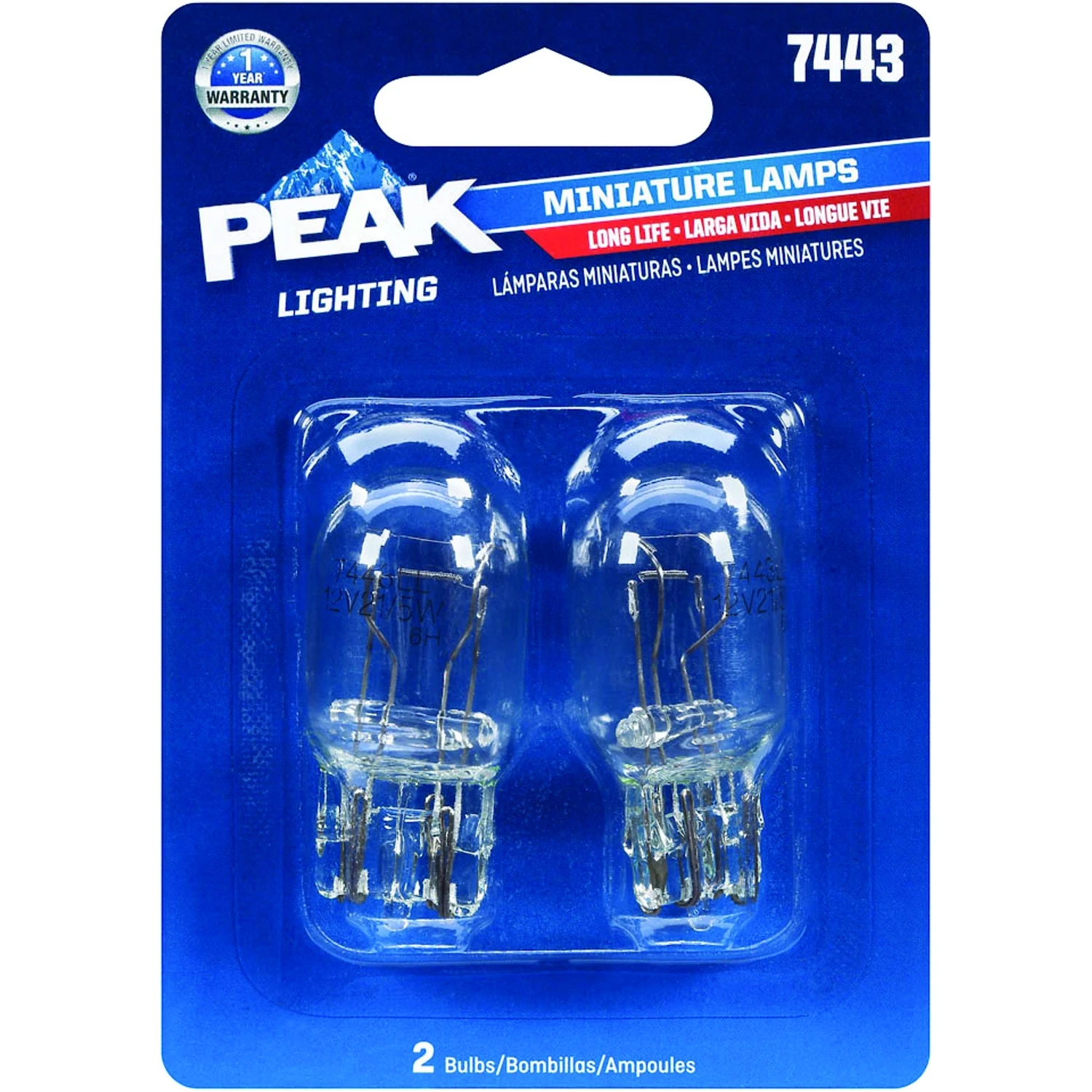 7443 13.5v Long Life Miniature Automotive Bulb, Halogen, 2-pack, Model 7443ll-bpp