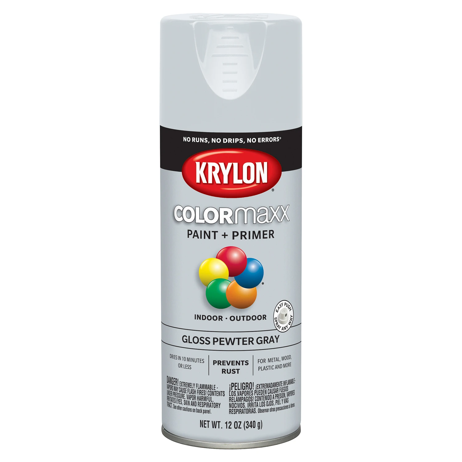 COLORmaxx Spray Paint + Primer, Gloss Pewter Gray, 12-oz.