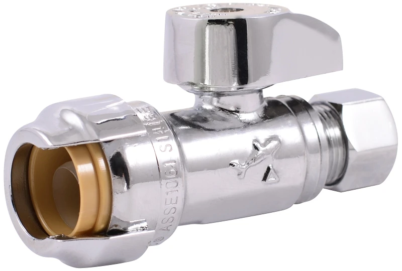 SharkBite 23037-0000LF Compression Brass Straight Stop Valve, 1/2 x 3/8 In.