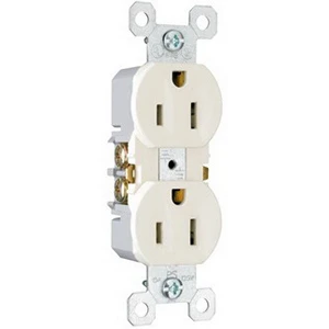 Legrand 3232WTU Duplex Receptacle, Thermoplastic, White, 2-Pole, 15 A, 125 V, Side Wiring, NEMA: 5-15R