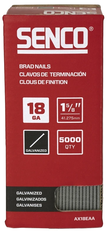 Power Brad Nails, Straight Collation, Medium Head, 1-5/8-In., 5,000-Ct.