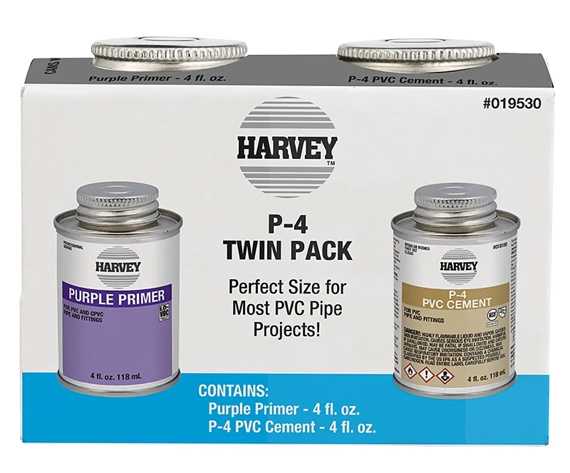 019530 Pvc Cement & Purple Primer Twin Pack, 4 Oz Each, 2 Pack