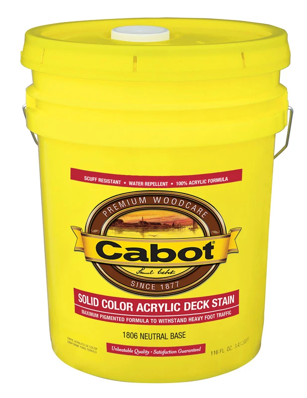 Solid Color Acrylic Decking Stain, Neutral Base, 5 Gallon Container