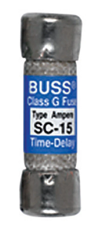 Bussmann BP/SC-15 Time Delay Fuse, 15 A, 600 VAC, 170 VDC, 10, 100 kA Interrupt, Glass Body