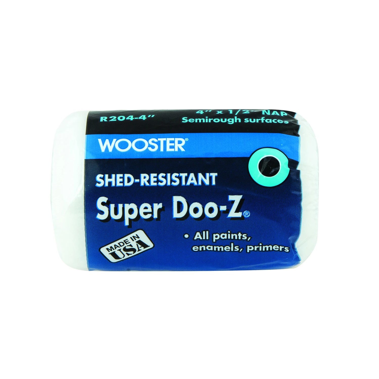 Wooster SUPER DOO-Z R204-4 Roller Cover, 1/2 in Thick Nap, 4 in L, Fabric Cover, White