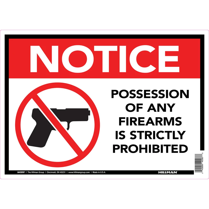 Firearms Prohibited Sign, 10 x 14-In.