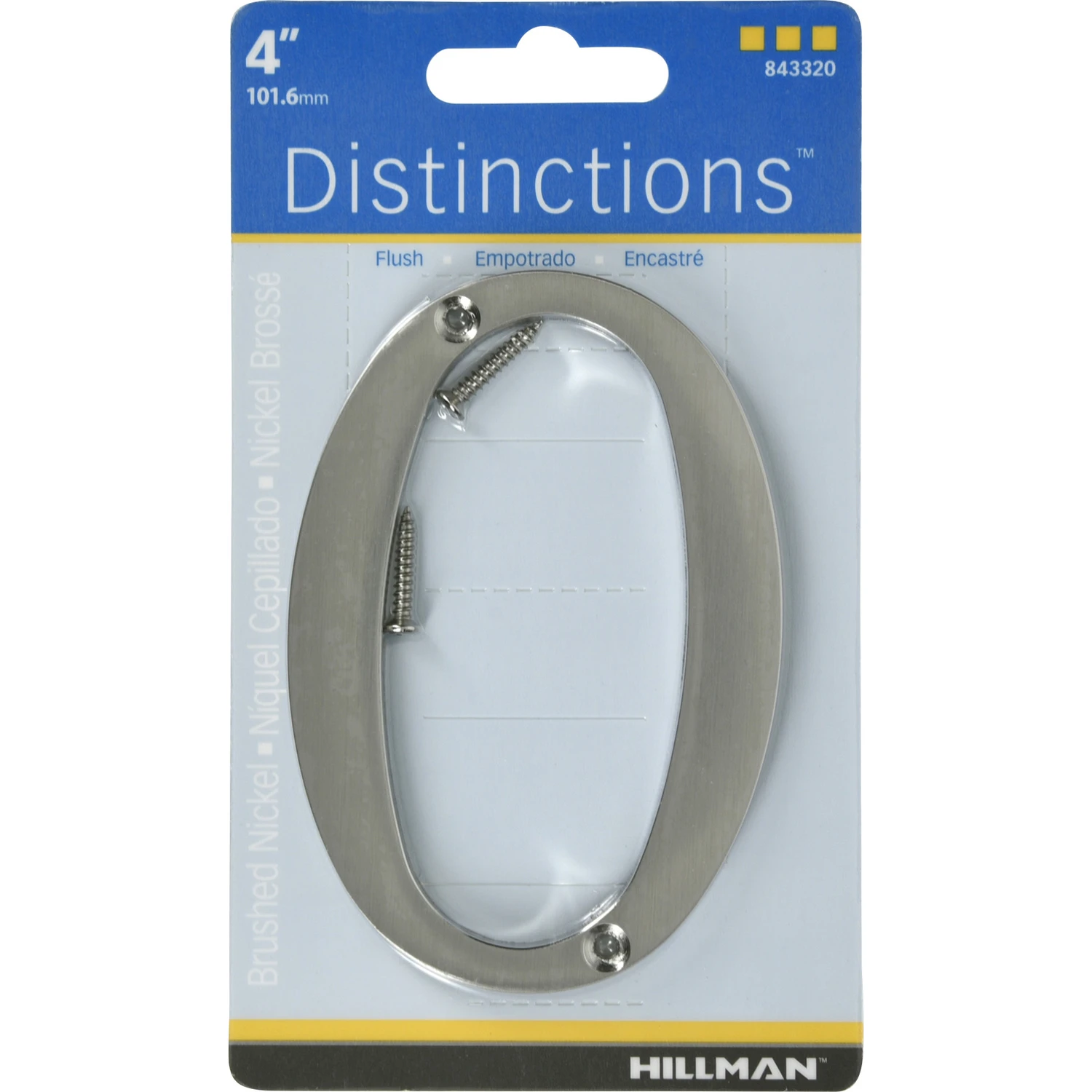 Hillman 843320 Distinctions House Address Number 0, Brushed Nickel, 4-In.