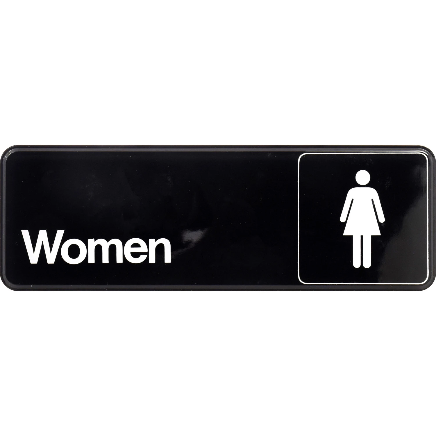 Women Sign, Peel & Stick, Brown & White Plastic, 3 x 9-In.