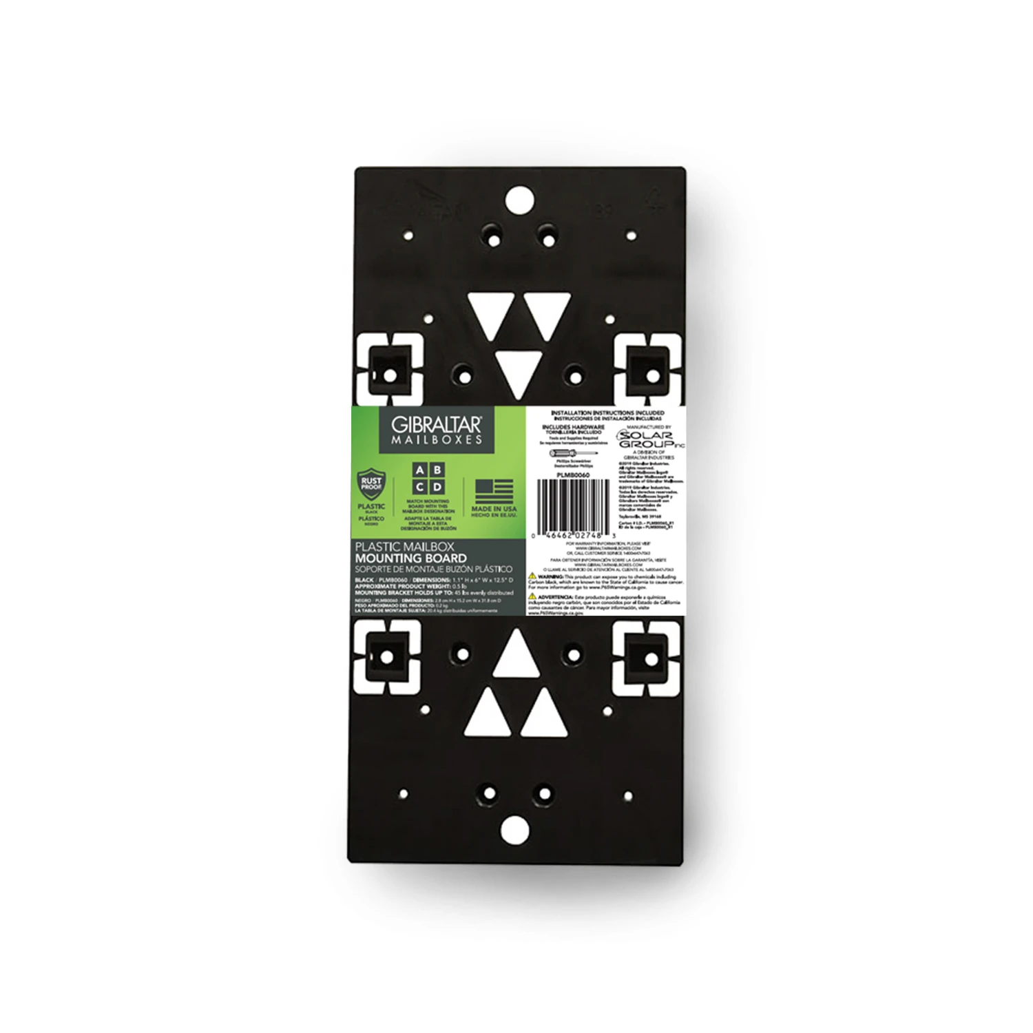 Plastic Mailbox Mounting Board, Black
