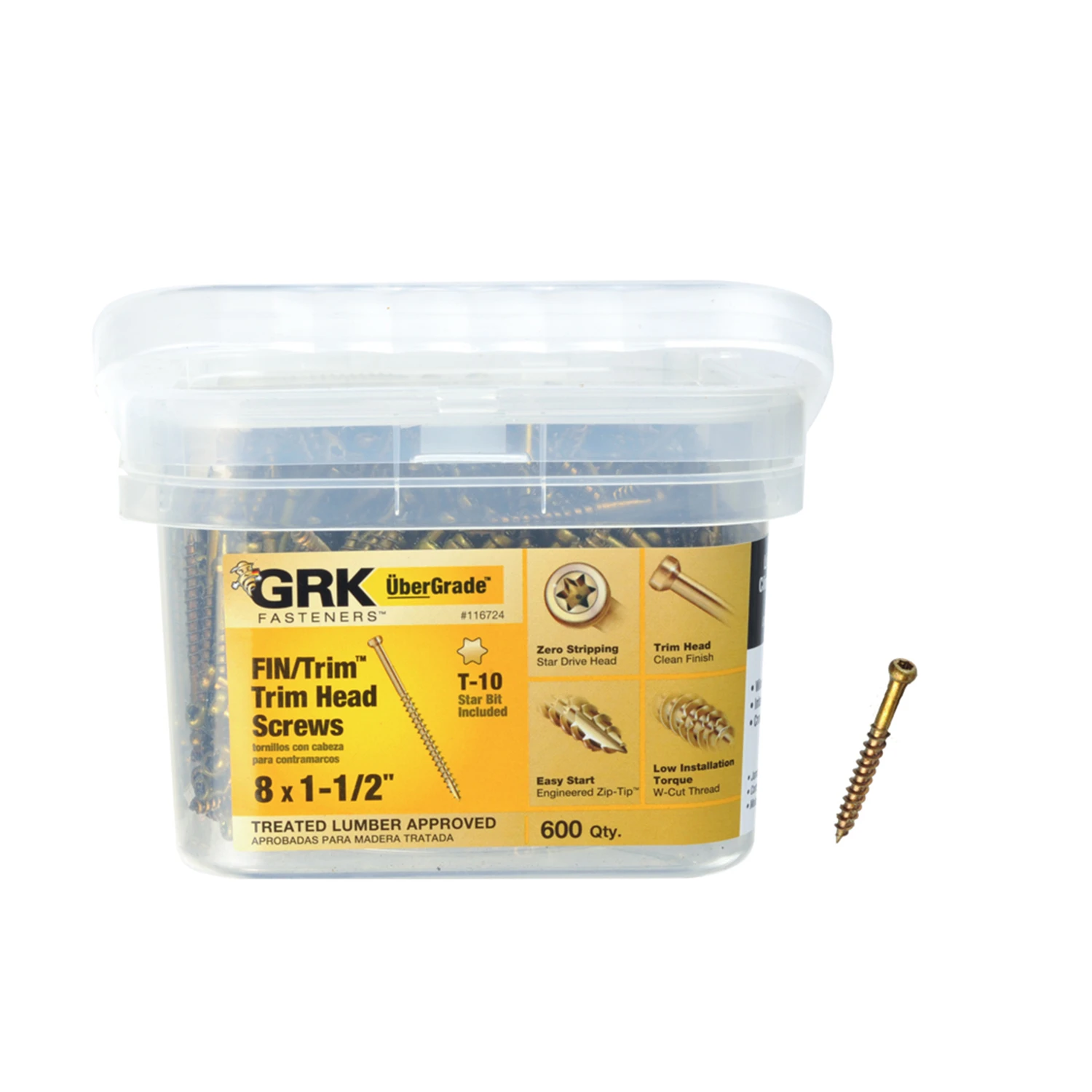 Ubergrade No. 8 X 1-1/2 In. L Star Trim Head Screws 600 Pk