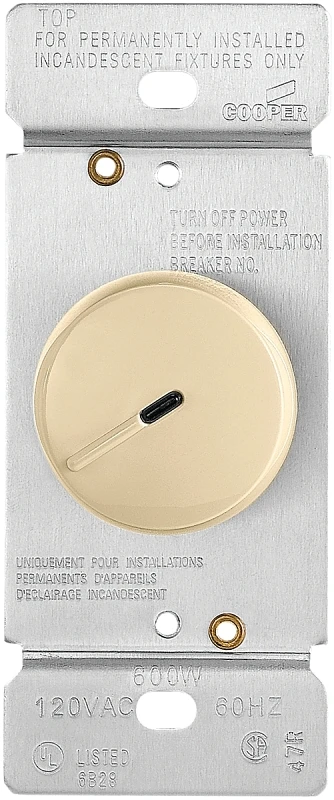 Ri06pl-v-k Rotary Dimmer With Preset, Ivory, 600w 120v