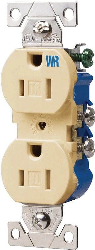 Twr270v Weather-resistant Duplex Receptacle 15a 125v 2-pole 3-wire Ivory
