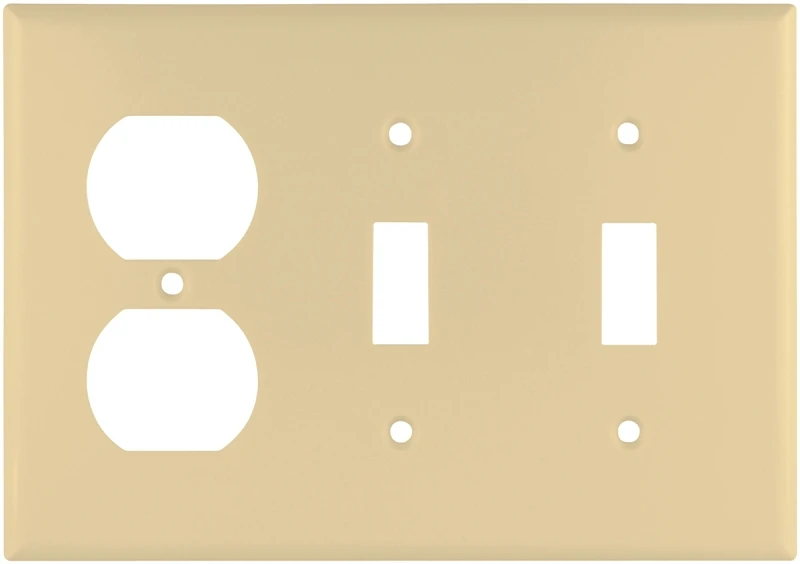 2158v-box 3-gang Toggle & Duplex Wall Plate, Ivory, Pack Of 10