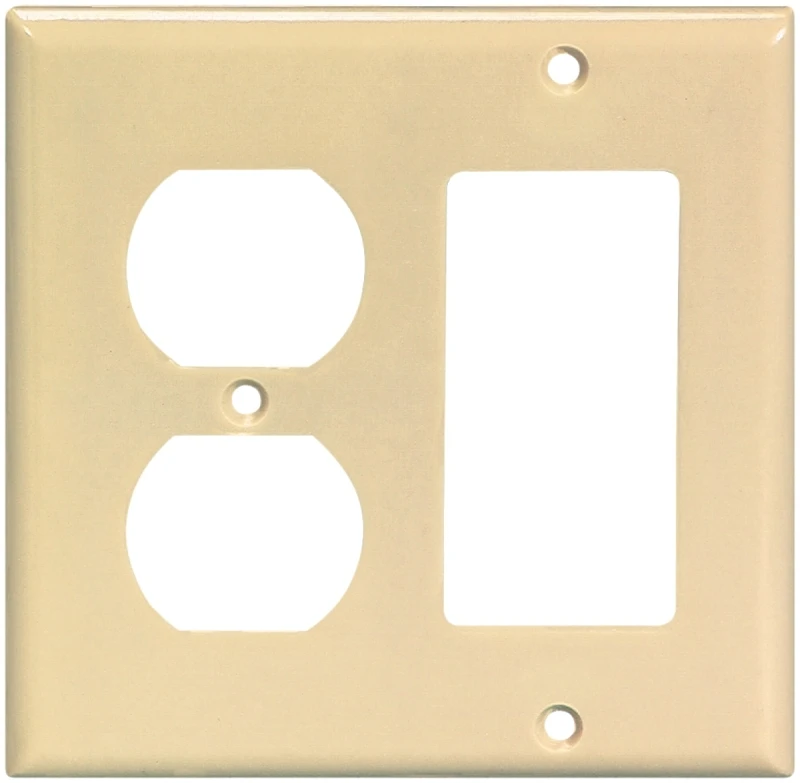 2157v-box 2-gang Decorator/duplex Receptacle Wall Plate, Ivory, Pack Of 10