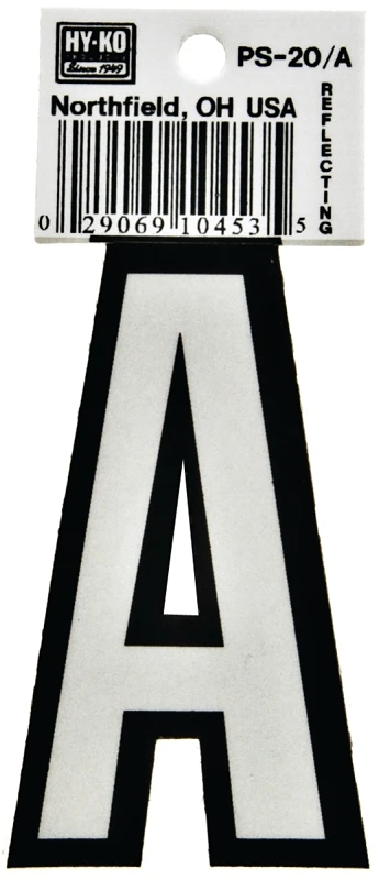 Hy-ko Ps-20/a Reflective Vinyl House Letter A, 3-1/4 In, Pack Of 10