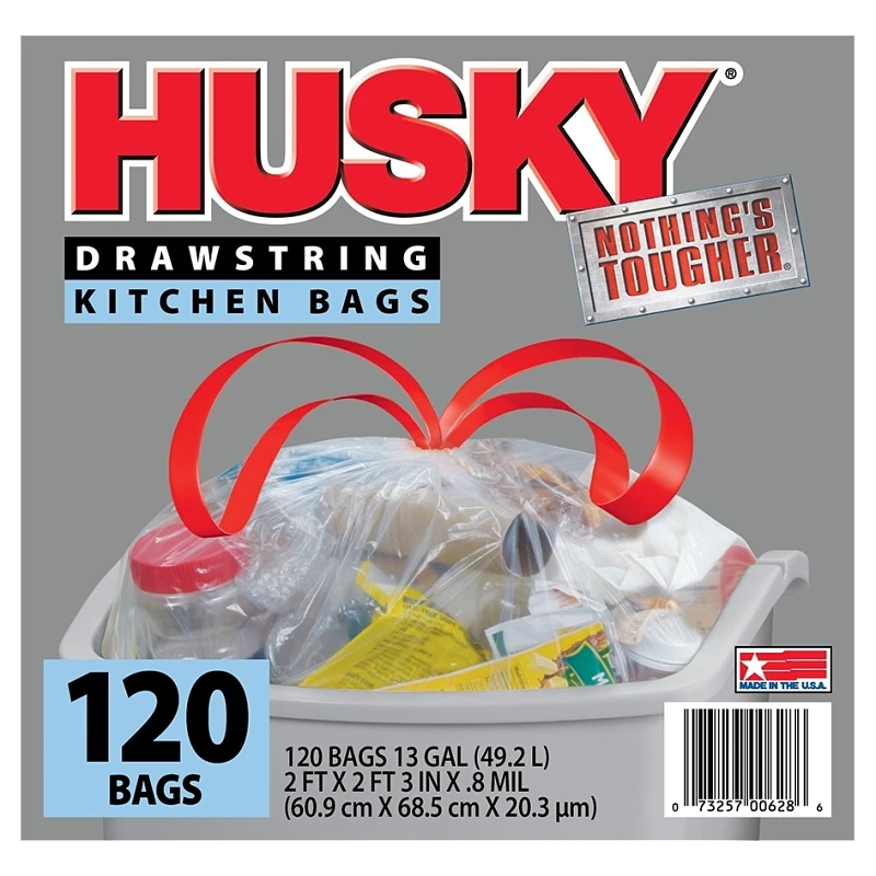 Hk13ds120c-p 13 Gallon Clear Drawstring Kitchen Trash Bags - 120 Count