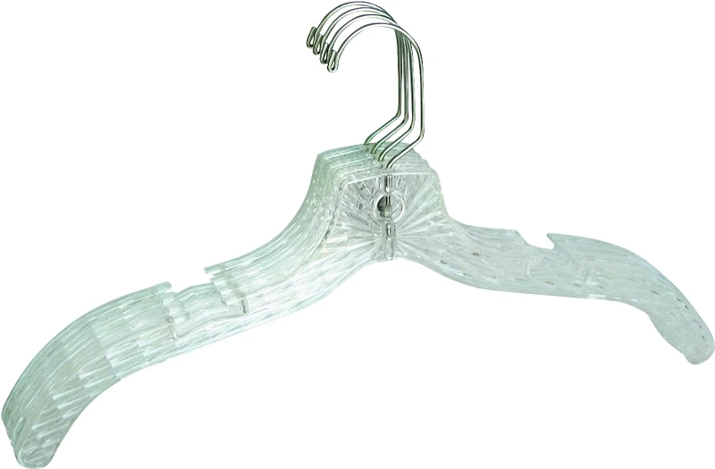 C73410-d12 Crystal Dress Hanger, Clear Plastic, Set Of 12 With Metal Hook