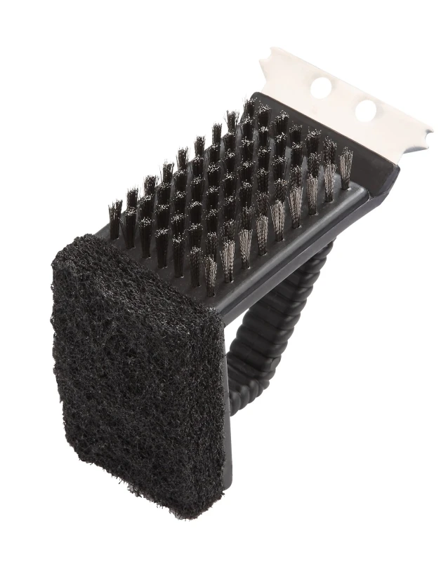 3-in-1 Grill Brush With Stainless Steel Scraper, 2-3/4 In L, 1-3/4 In W
