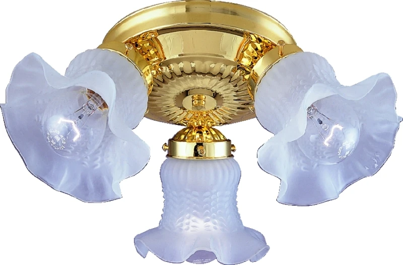 F6bb03-22013l 3-light Semi-flush Ceiling Fixture With Polished Brass Finish