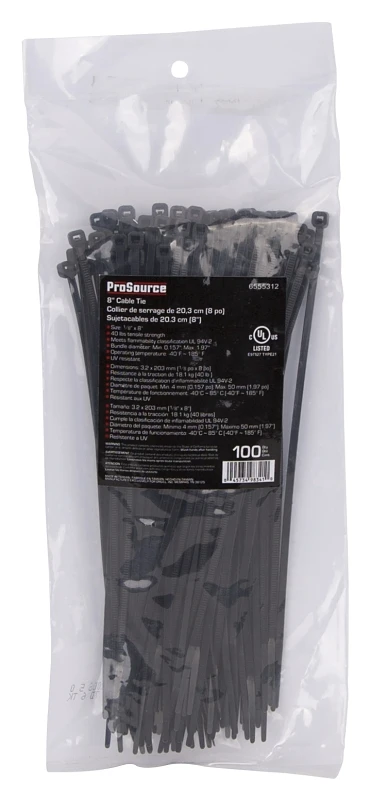 Cv200sw-1003l 8 Inch Black Nylon Cable Ties 40 Lb Strength 100 Pieces
